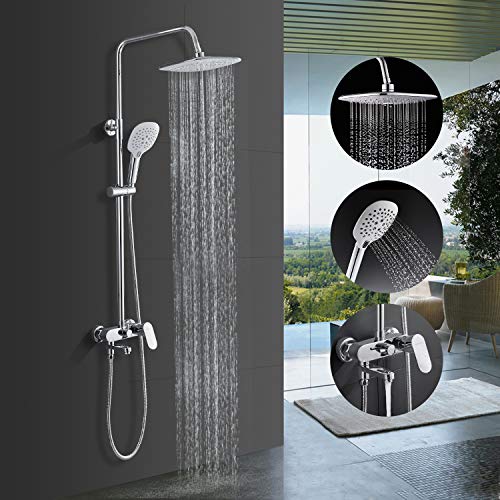Columna de ducha con ducha fija de 9 pulgadas + ducha de mano + columna de ducha con soporte de pared y grifo - marca Bonade